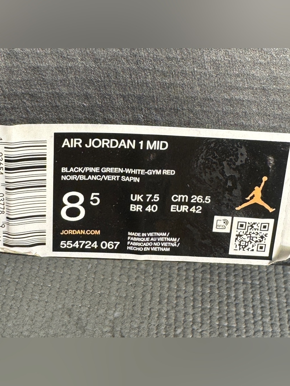 Nike Air Jordan 1 Mid Pine Green Shoes 554724-067 Men’s Size 8.5 - Picture 11 of 11